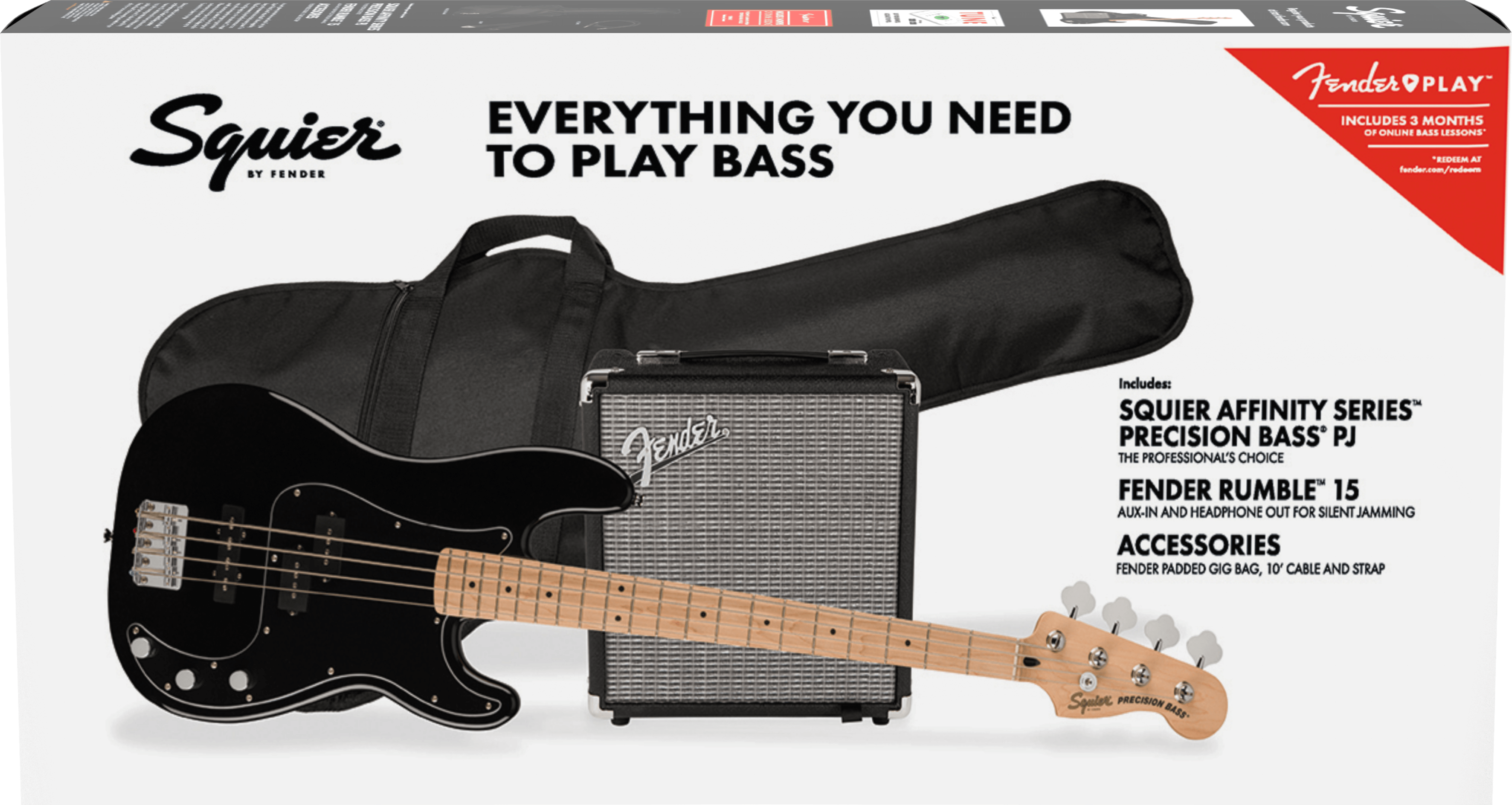 Squier Affinity Series Precision Bass PJ Package - Black MN