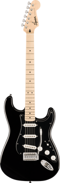 Squier FSR Sonic Stratocaster - Maple Fingerboard - Black Pickguard - White Plastic Parts - Black