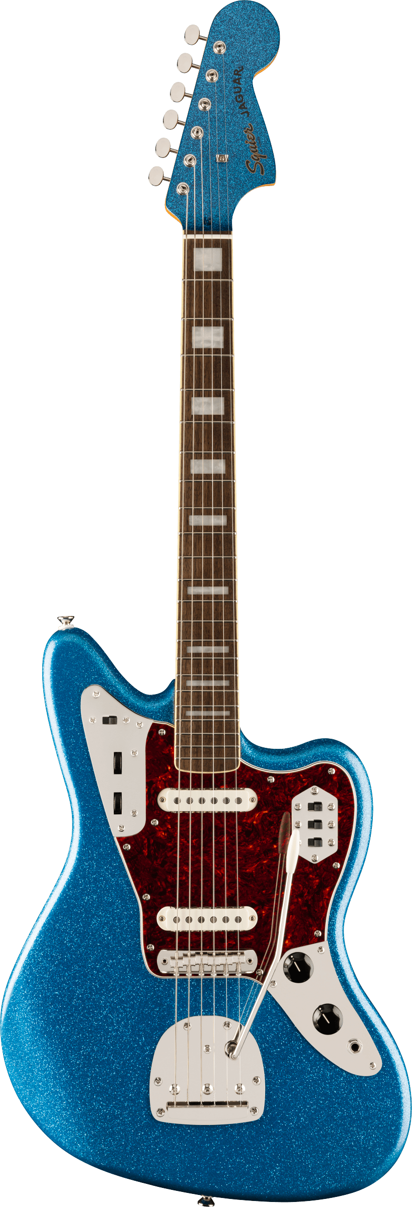 Squier FSR Classic Vibe '70s Jaguar - Laurel Fingerboard - Tortoiseshell Pickguard - Matching Headstock - Blue Sparkle