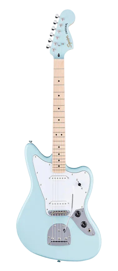 Squier FSR Affinity Series Jaguar - Maple Fingerboard - White Pickguard - Matching Headstock - Daphne Blue