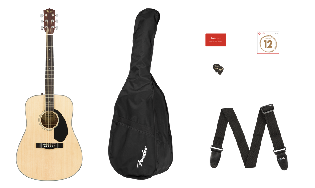 Fender CD-60S Dreadnaught Acoustic Guitar Pack - Natural