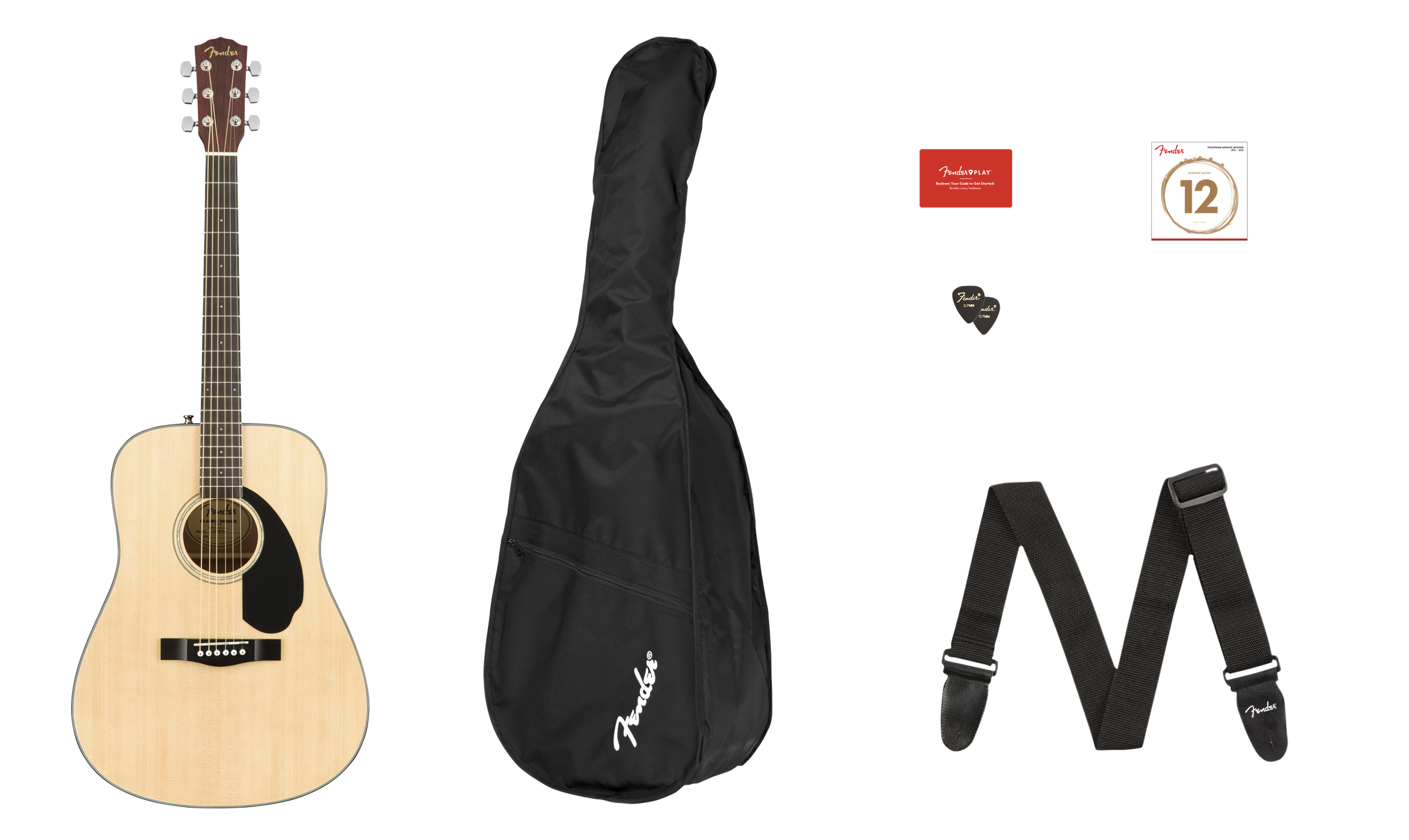Fender CD-60S Dreadnaught Acoustic Guitar Pack - Natural