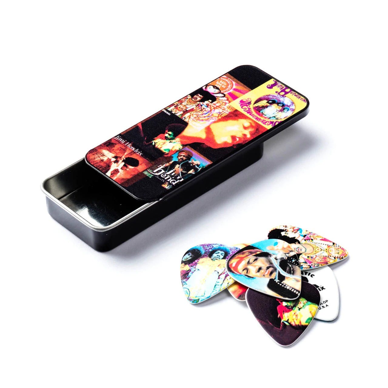 Jim Dunlop Jimi Hendrix Montage Pick Tin - 12-picks