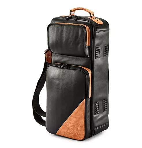 Gard Bags 4-ECLK Elite Double Trumpet Compact Gig Bag (HC+OS+BP) - Black/Brown Leather