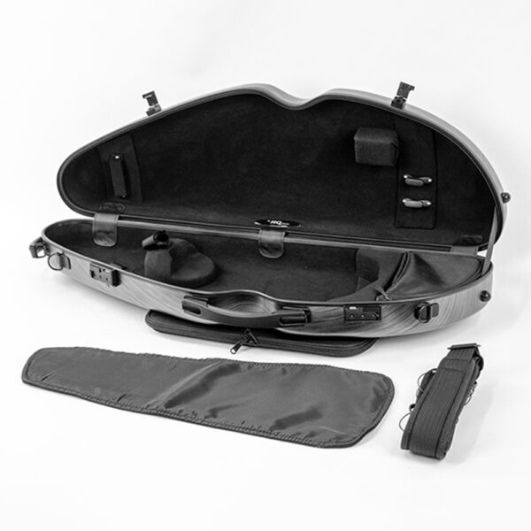 HQ Polycarbonate Half Moon Violin Case - Silver / Black