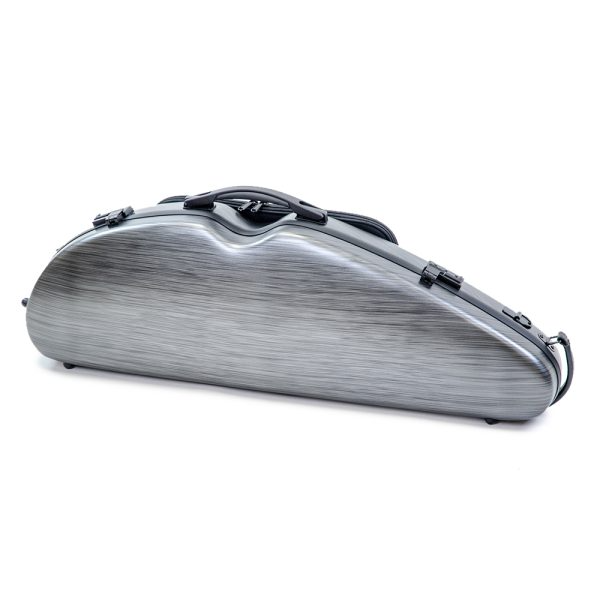 HQ Polycarbonate Half Moon Violin Case - Silver / Black