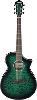 Ibanez AEWC16QA Acoustic Guitar - Transparent Emerald Burst High Gloss top / Natural High Gloss back and sides