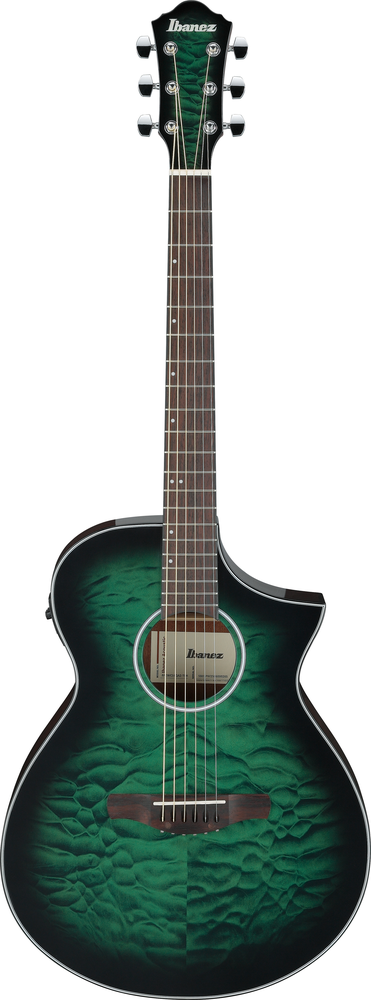 Ibanez AEWC16QA Acoustic Guitar - Transparent Emerald Burst High Gloss top / Natural High Gloss back and sides