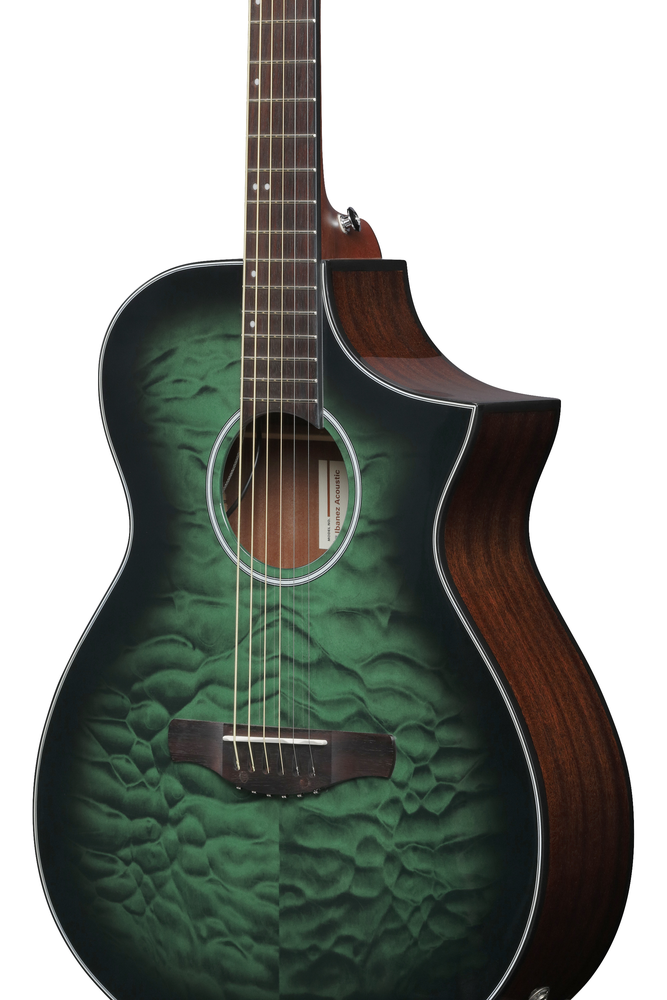 Ibanez AEWC16QA Acoustic Guitar - Transparent Emerald Burst High Gloss top / Natural High Gloss back and sides