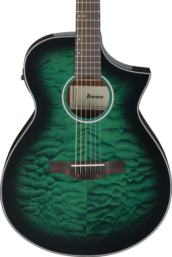 Ibanez AEWC16QA Acoustic Guitar - Transparent Emerald Burst High Gloss top / Natural High Gloss back and sides