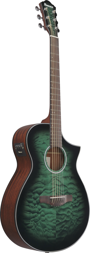 Ibanez AEWC16QA Acoustic Guitar - Transparent Emerald Burst High Gloss top / Natural High Gloss back and sides