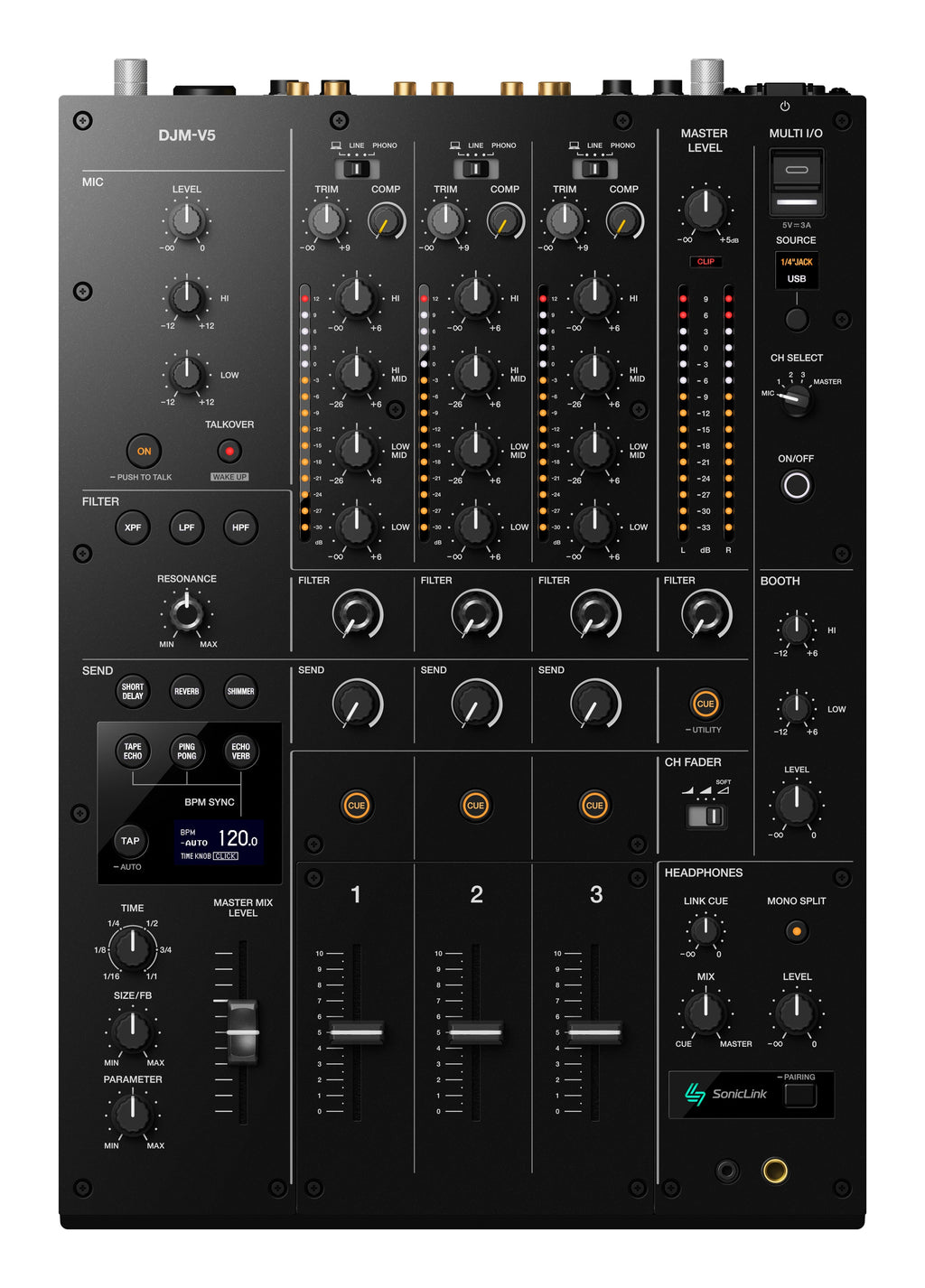 AlphaTheta DJMV5 3-channel professional DJ mixer