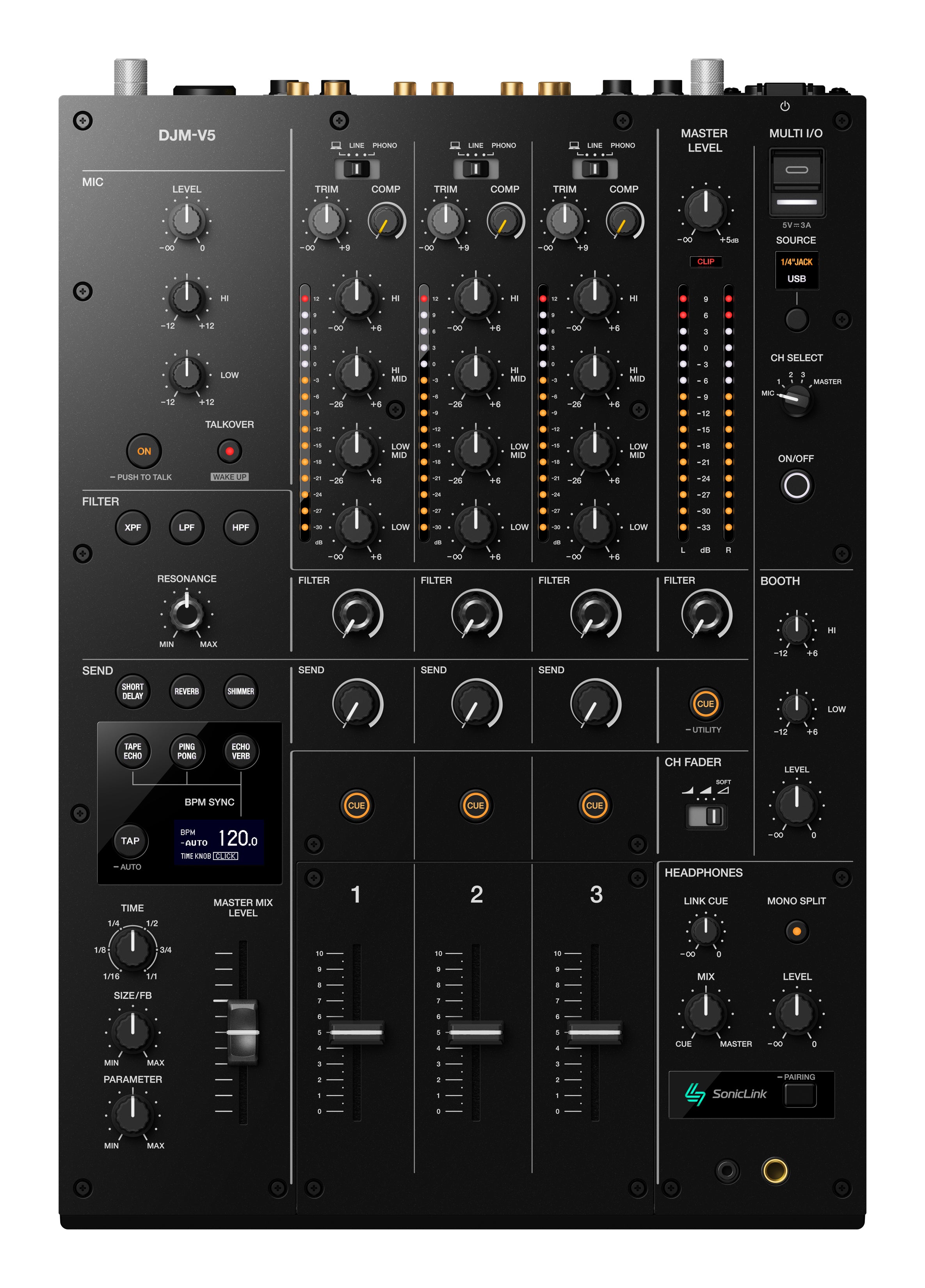 AlphaTheta DJMV5 3-channel professional DJ mixer