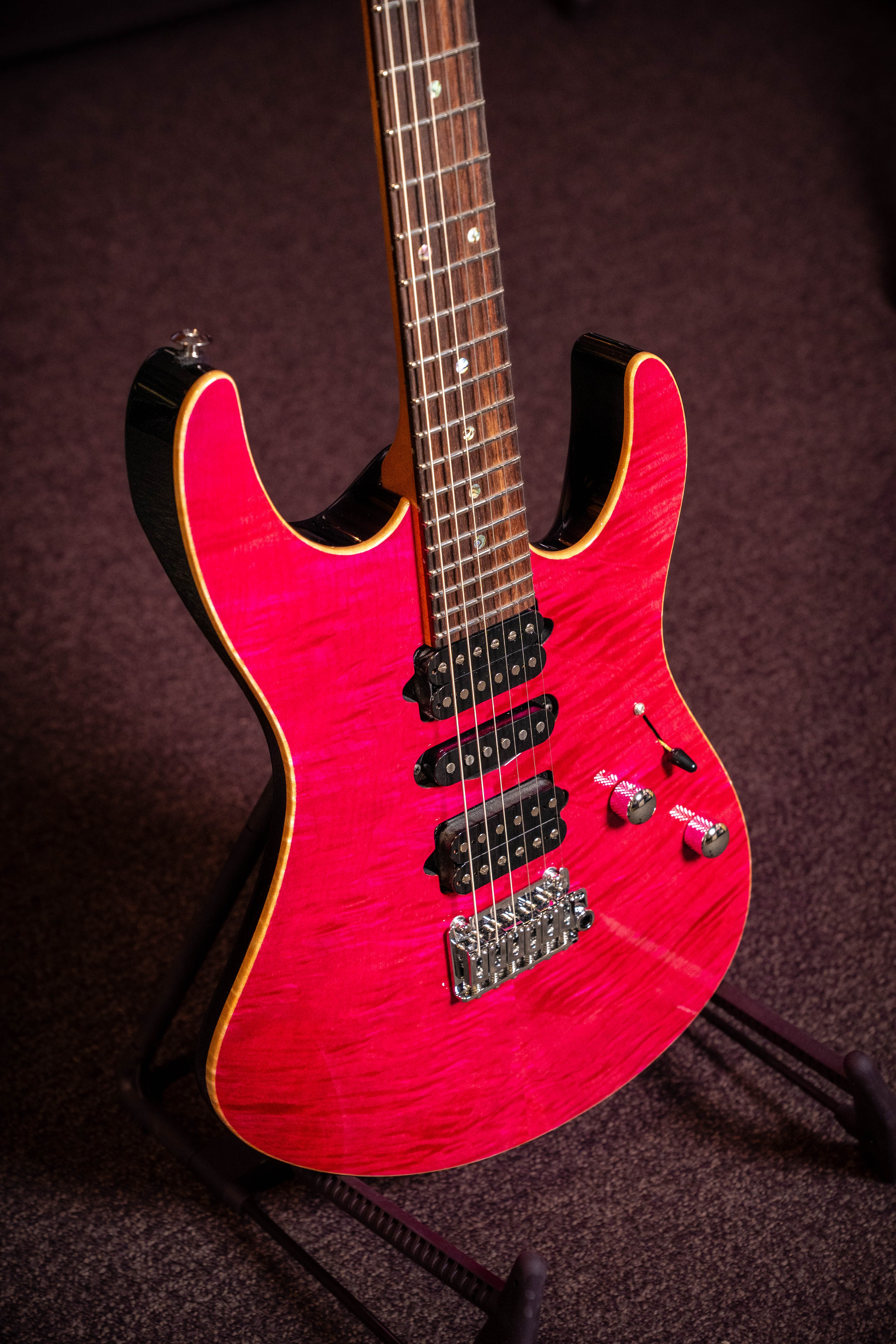 Suhr Custom Modern HSH #5 Top Electric Guitar - Magenta Pink Stain #87547