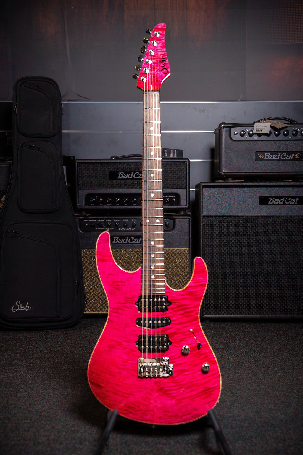 Suhr Custom Modern HSH #5 Top Electric Guitar - Magenta Pink Stain #87547