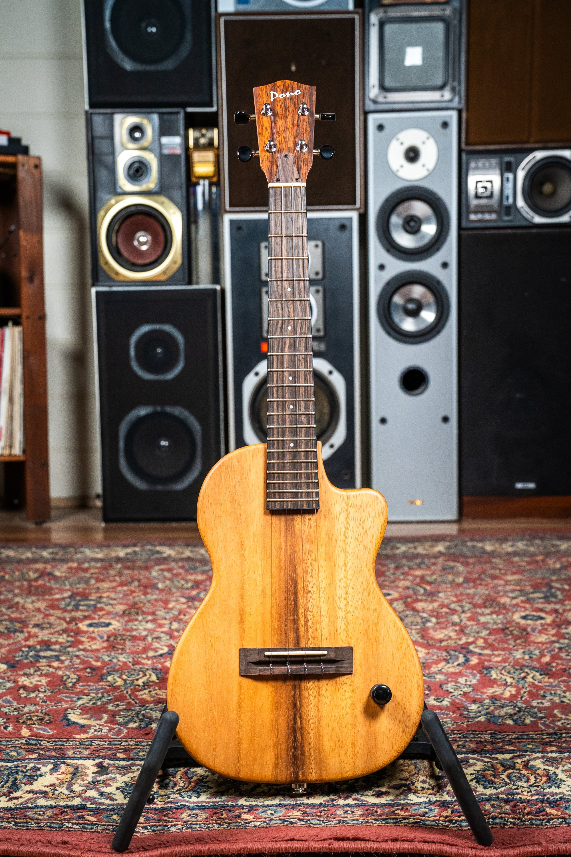 Pono AT-E Tenor Ukulele - Solidbody Acacia w/Pickup (PONO-AT-E)