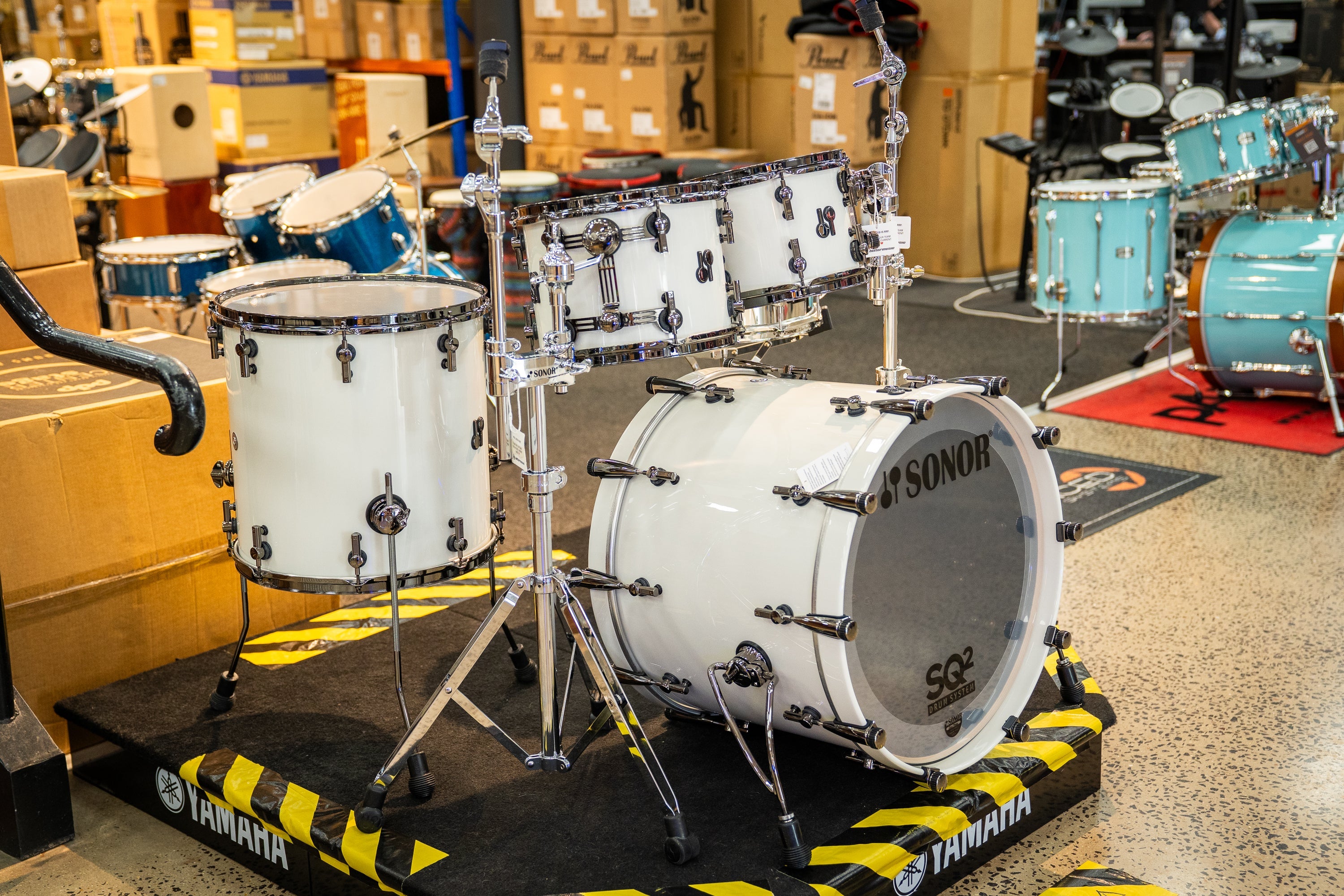 Sonor SQ2 4pc Beech Wood Drum Kit - Shell Pack - Grey White Finish / Black HW (10x8 12x9 16x16 22x17)
