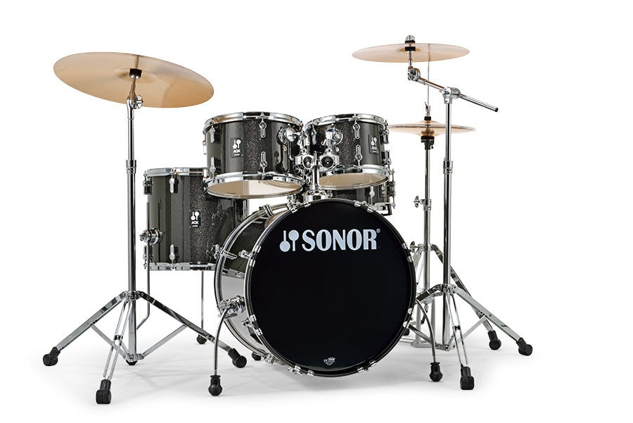 Sonor AQX Studio Drum Kit w/Hardware + Cymbals - Black Midnight Sparkle