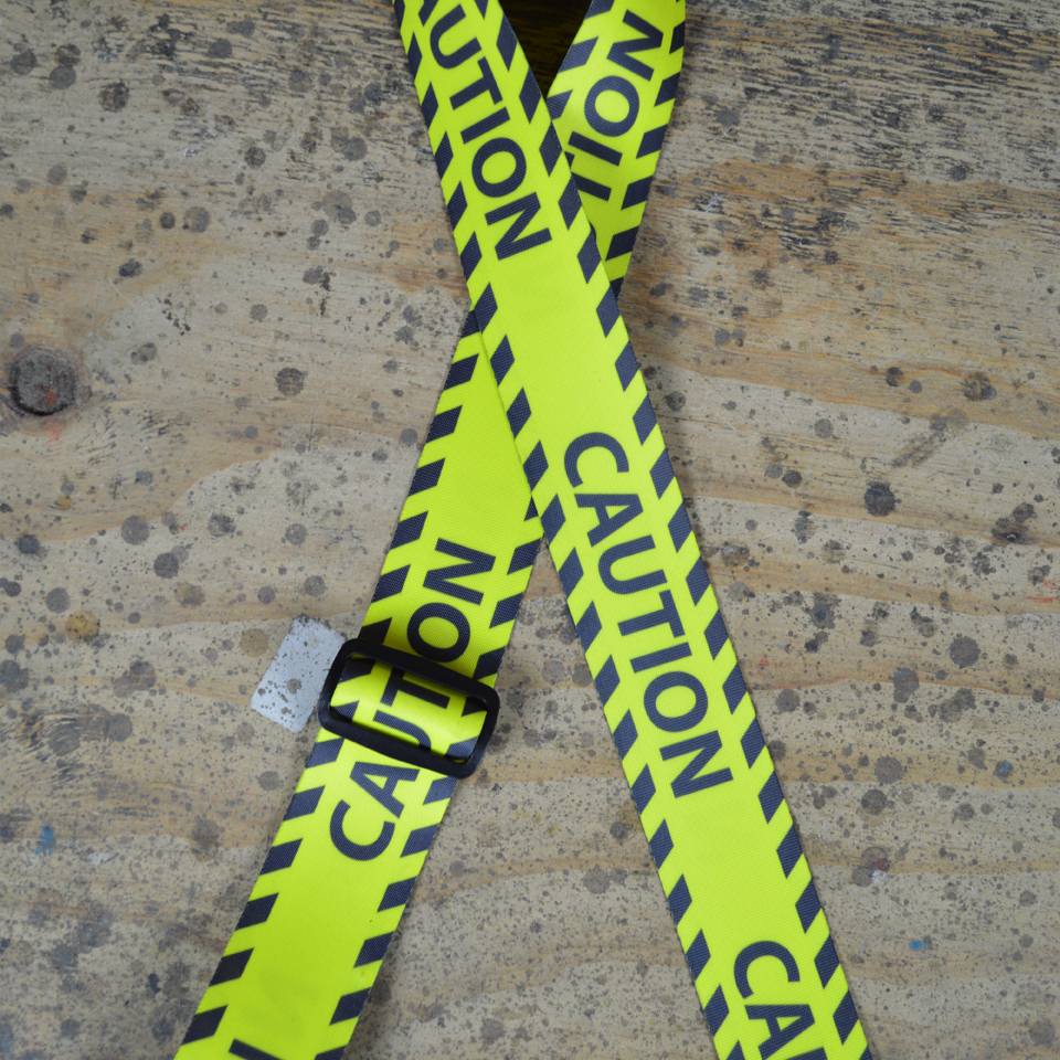 Colonial Leather CAUTION Printed Guitar Strap