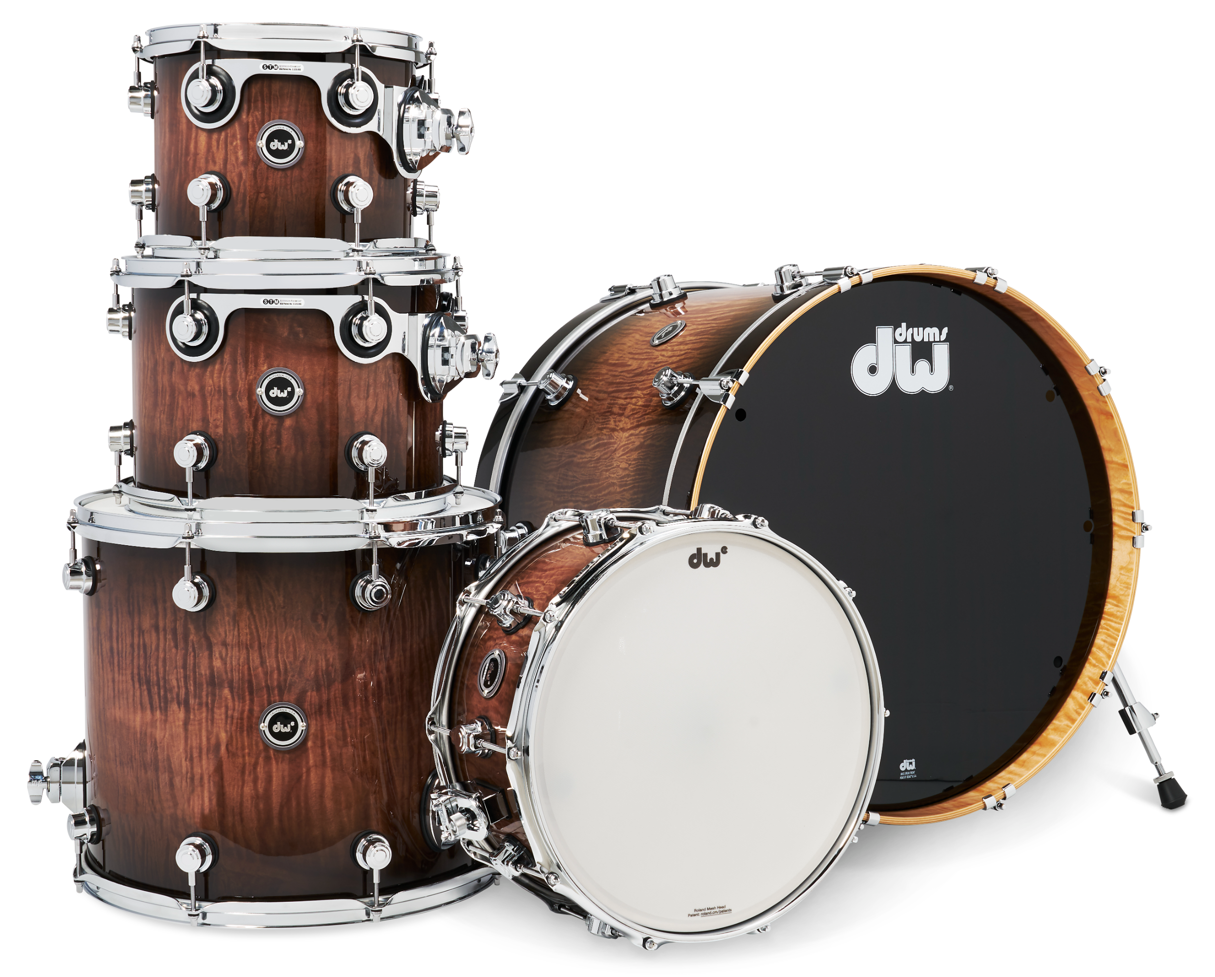 DWe 5pc Shell Pack Electronic Kit - Curly Maple Burst (Exotic) + Rubix24 Interface