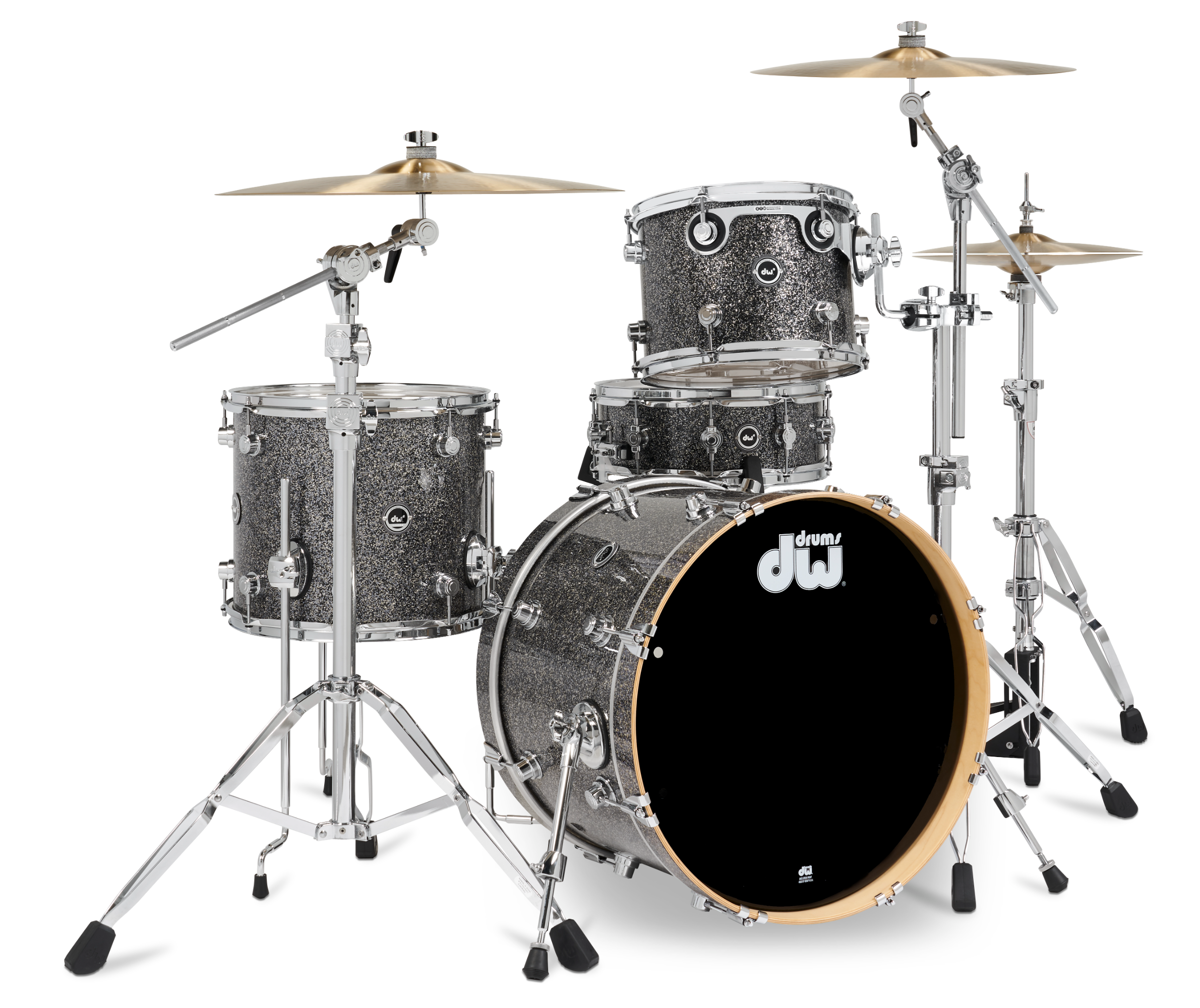 DWe 4pc Electronic Kit w/Cymbal + HW Bundle - Black Galaxy (Finish Ply) + Rubix24 Interface