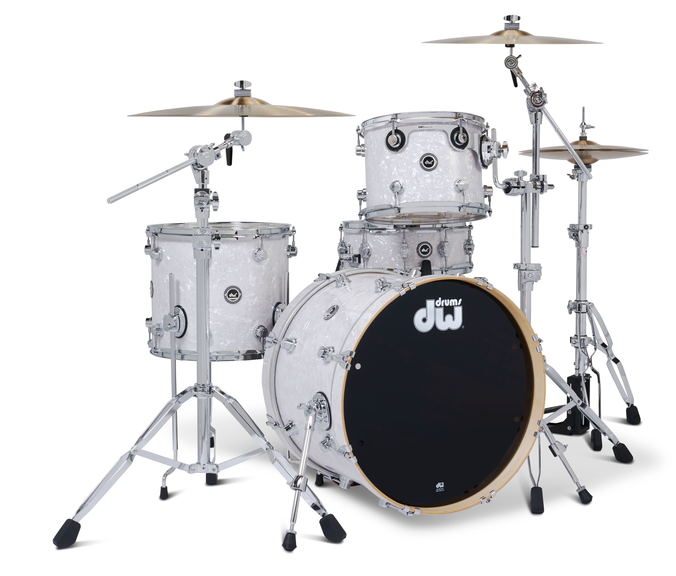 DWe 4pc Shell Pack + Cymbal Bundle Electronic Kit - White Marine Pearl (Finish Ply) + Rubix24 Interface