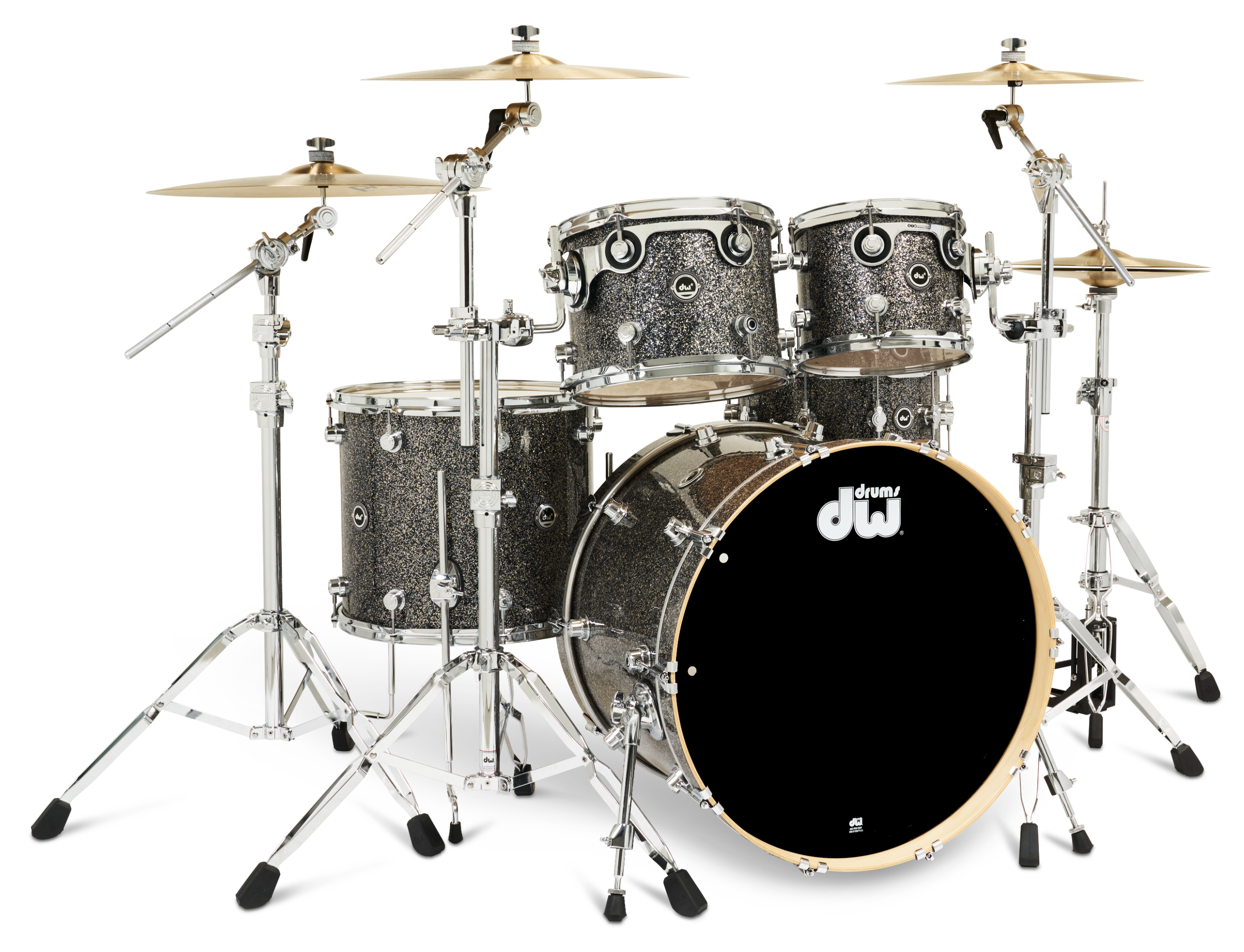 DWe 5pc Shell Pack + Cymbal Bundle Electronic Kit - Black Galaxy (Finish Ply) + Rubix24 Interface