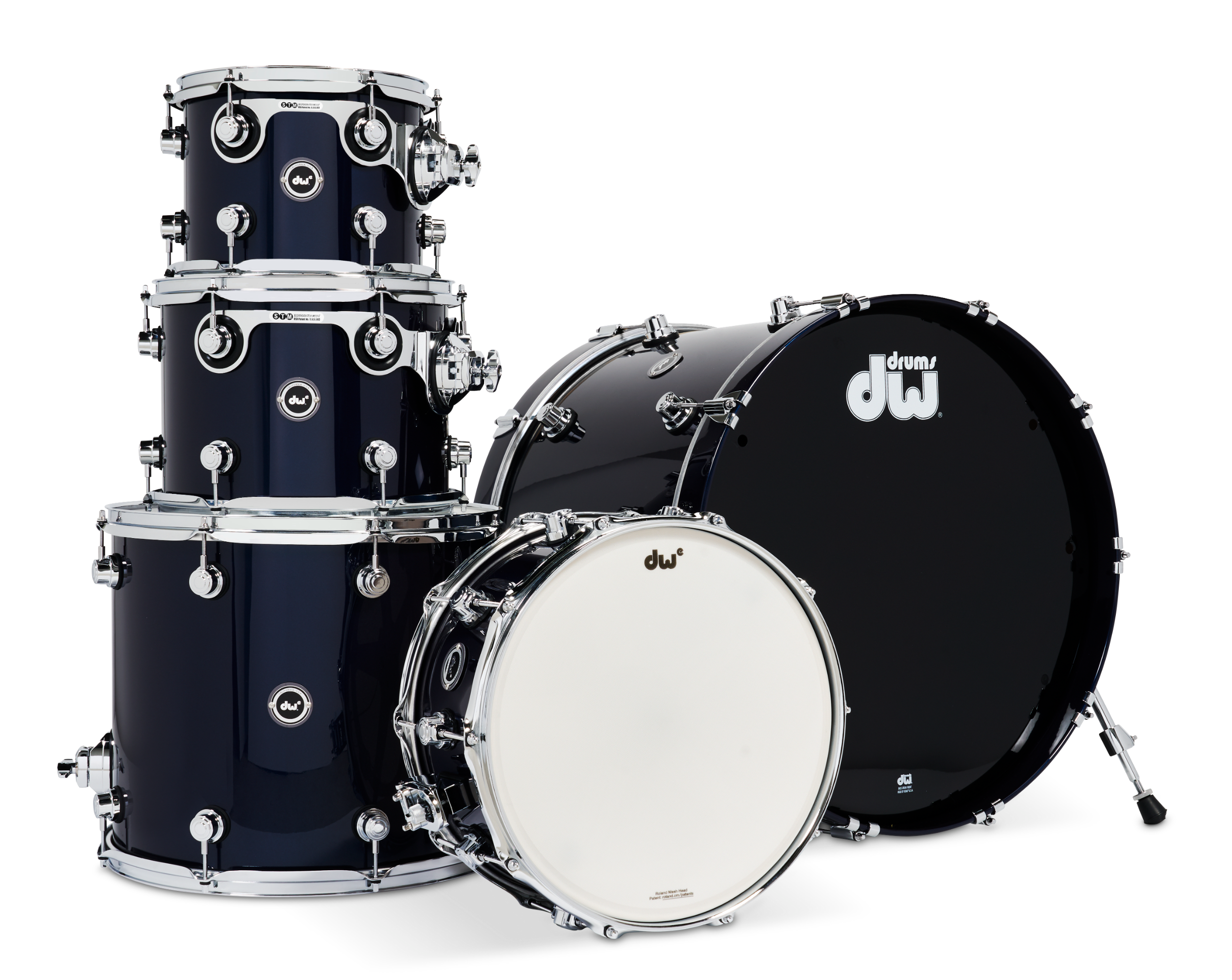 DWe 5pc Shell Pack + Cymbal Bundle Electronic Kit - Midnight Blue Metallic (Lacquer Gloss) + Rubix24 Interface