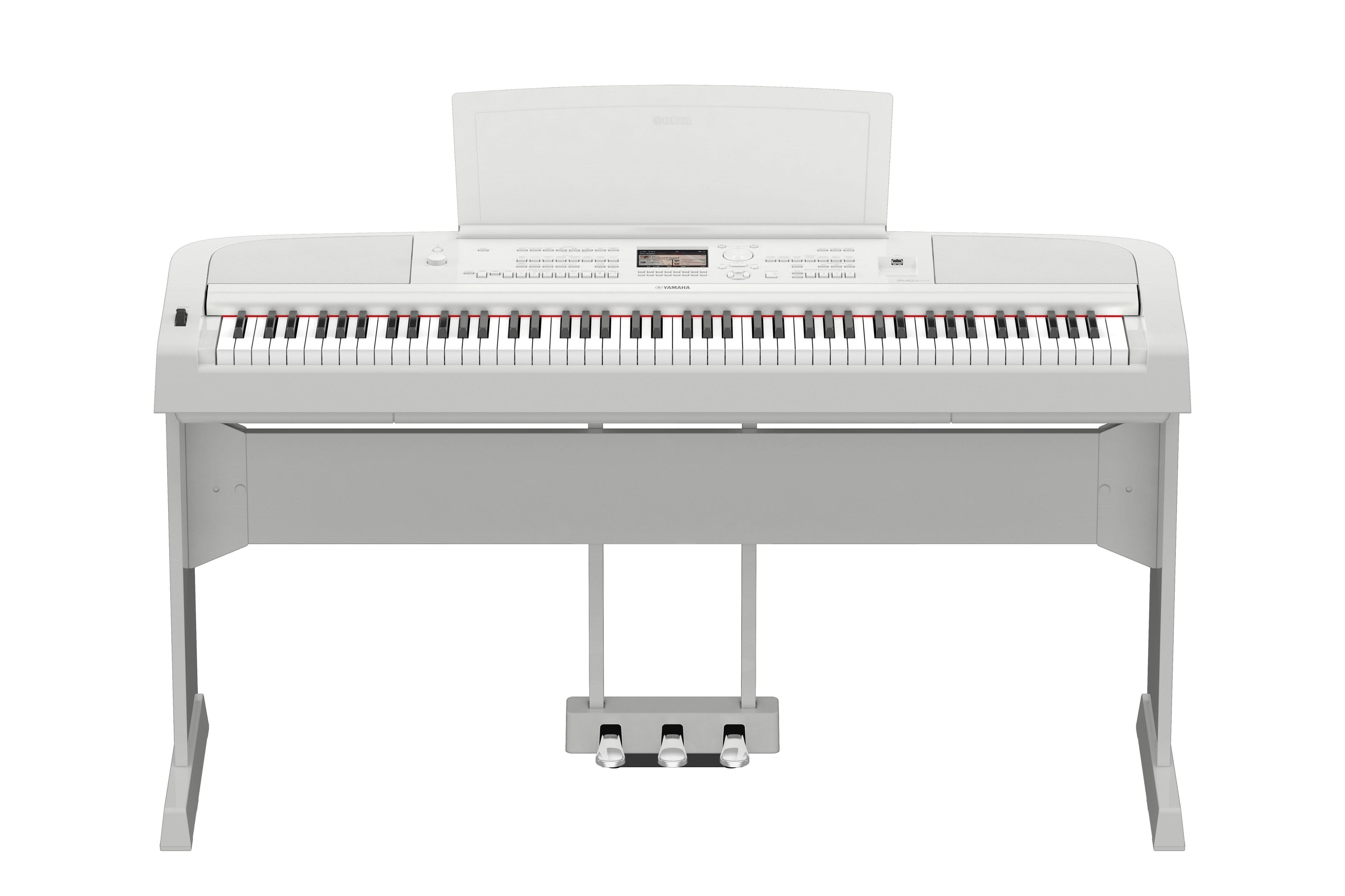 Yamaha DGX-670WH Portable Grand Piano w/Stand and Pedal Unit - White