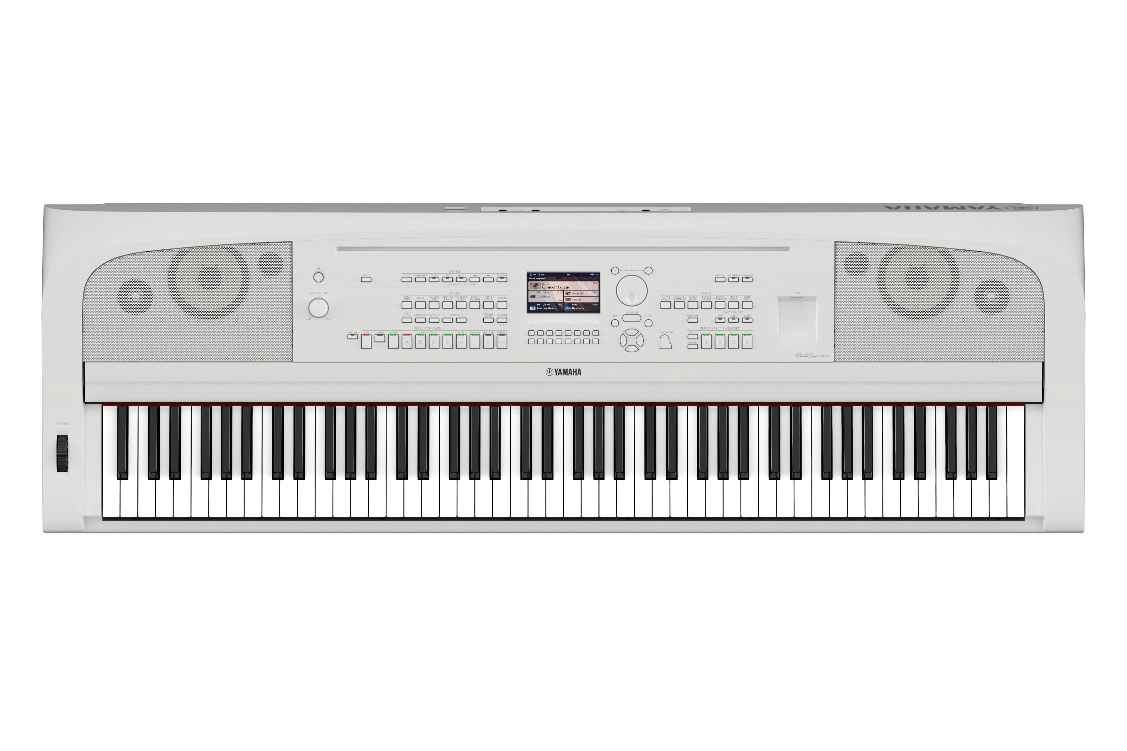 Yamaha DGX-670WH Portable Grand Piano w/Stand and Pedal Unit - White