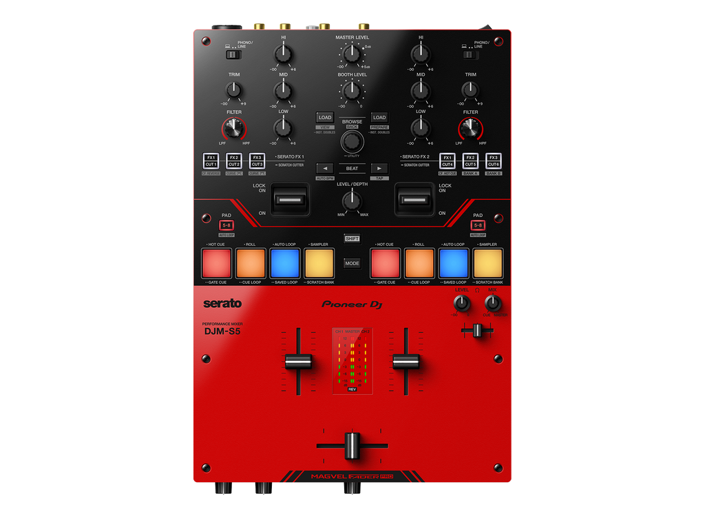 Pioneer DJ DJM-S5 Scratch-style 2-channel DJ Mixer - Gloss Red