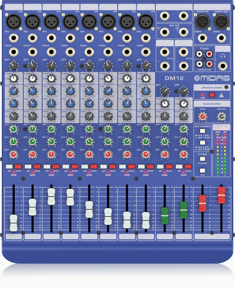 Midas DM12 12-Input Analogue Mixer w/ Midas Preamps