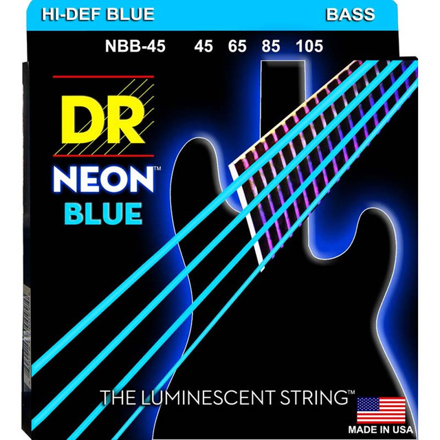 DR NBB-45 Hi-Def Neon Bass Strings - Blue 45-105