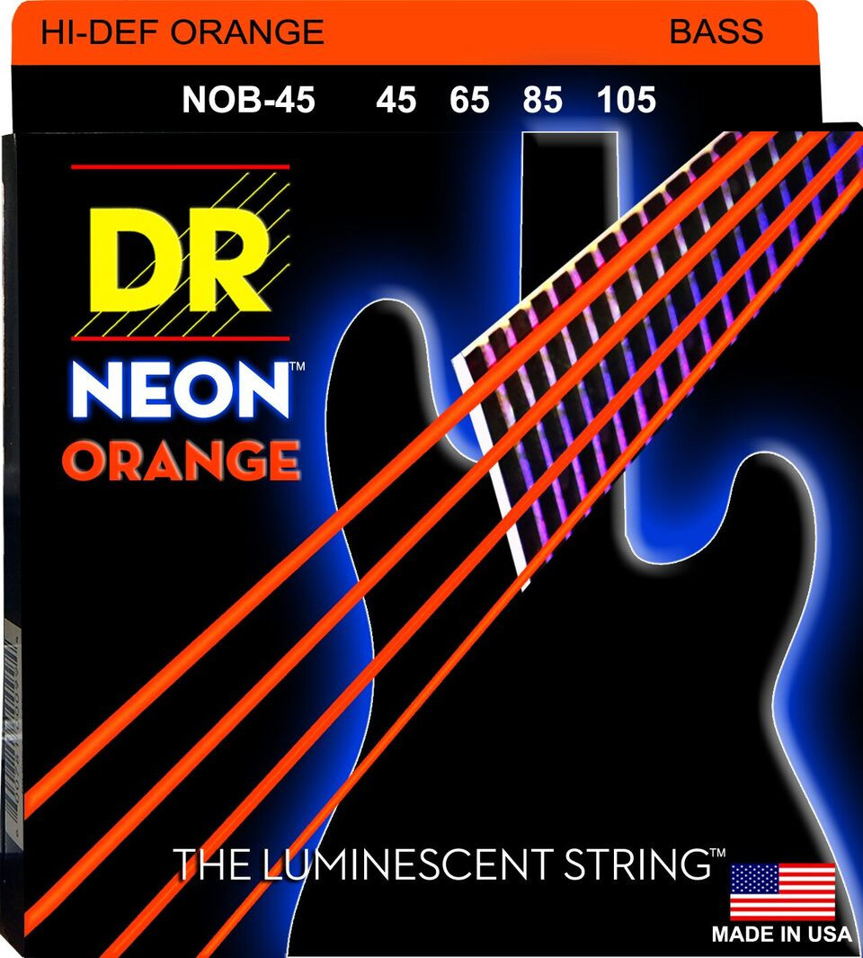 DR NOB-45 Hi-Def Neon Bass Strings - Orange 45-105