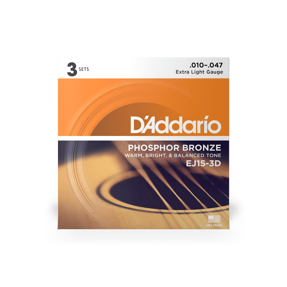 D'Addario EJ15-3D Acoustic Guitar Strings - 10-47 (3 pack)