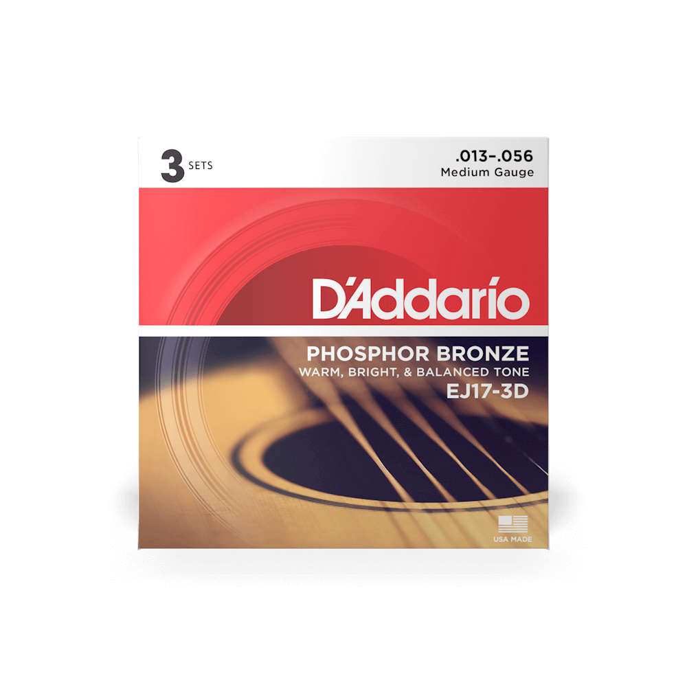 D'Addario EJ17-3D Acoustic Guitar Strings - 13-56 (3 pack)