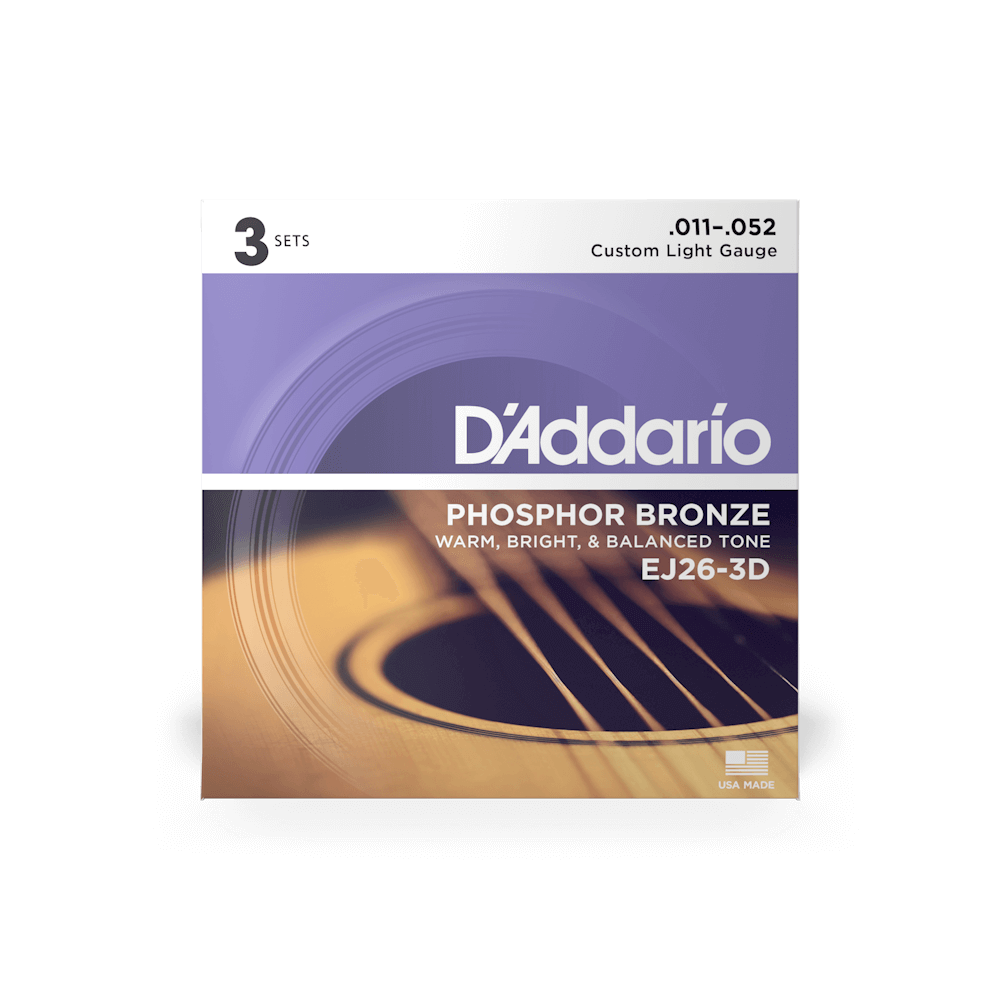 D'Addario EJ26-3D Acoustic Guitar Strings - 11-52 (3 pack)