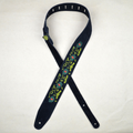 Colonial Leather "Flower and Leaves" Embroidered Black Suede Guitar Strap