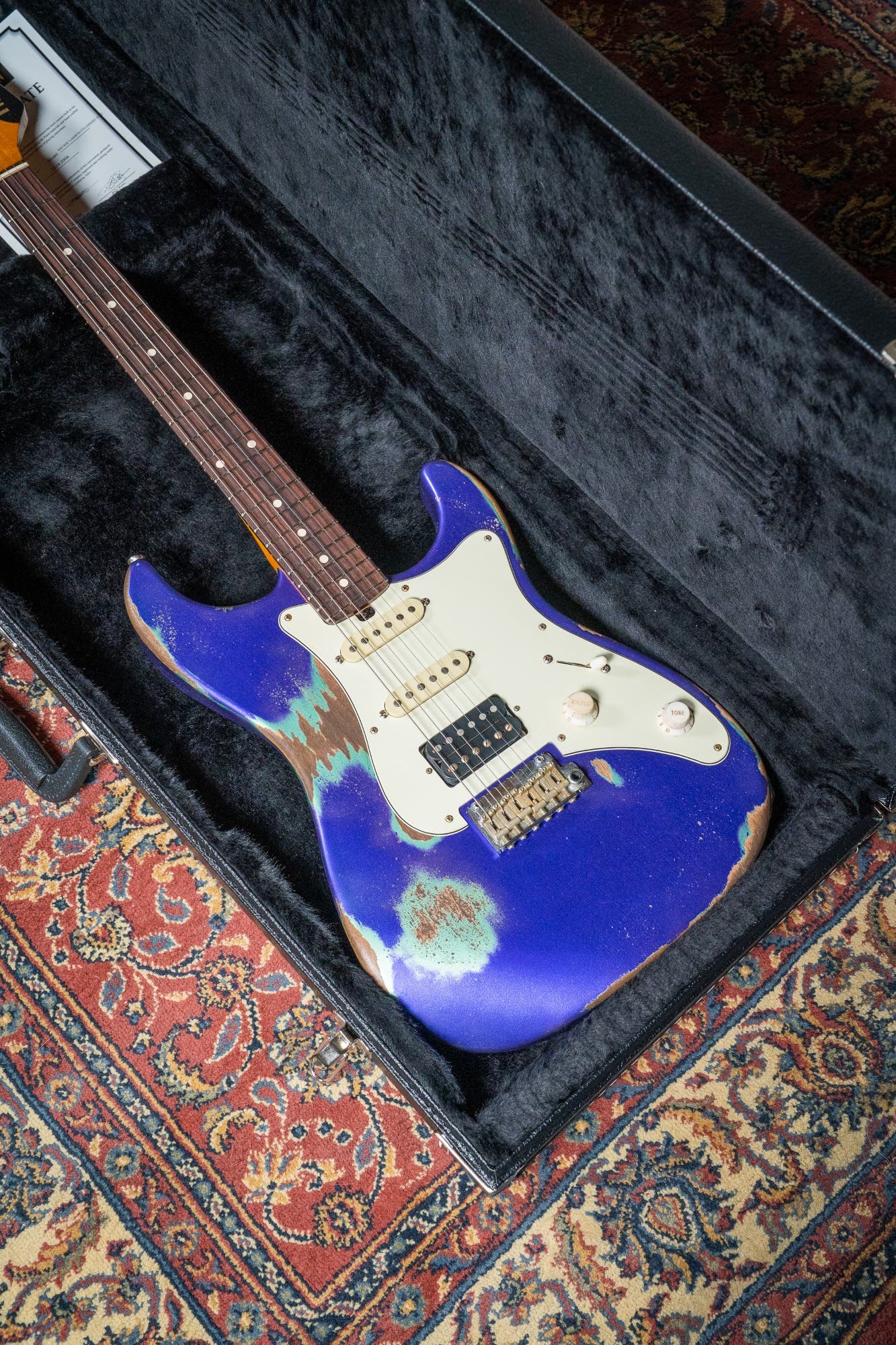Friedman Vintage S HSS - Rosewood FB - Nitro Heavy Aged Purple Metallic Over Sage Green