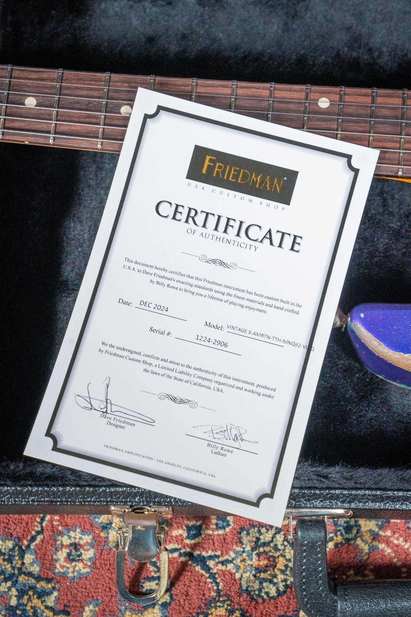 Friedman Vintage S HSS - Rosewood FB - Nitro Heavy Aged Purple Metallic Over Sage Green