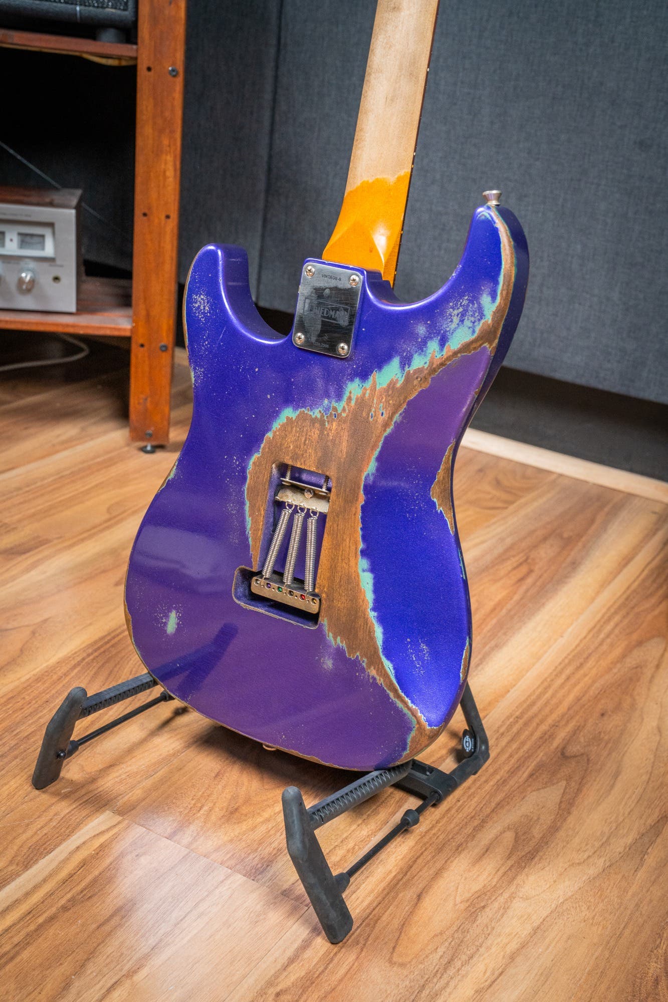 Friedman Vintage S HSS - Rosewood FB - Nitro Heavy Aged Purple Metallic Over Sage Green