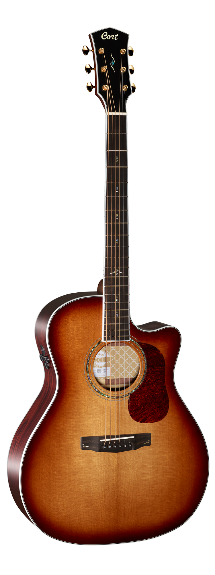Cort Gold A8 Acoustic Electric Guitar w/Deluxe Soft Case - Light Burst