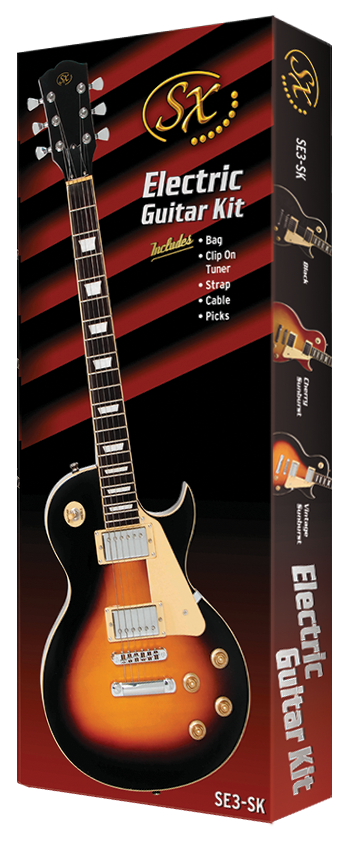 SX GTSE3SKLHCS "LP" Style Electric Guitar w/Accessories - Left Handed - Cherry Sunburst