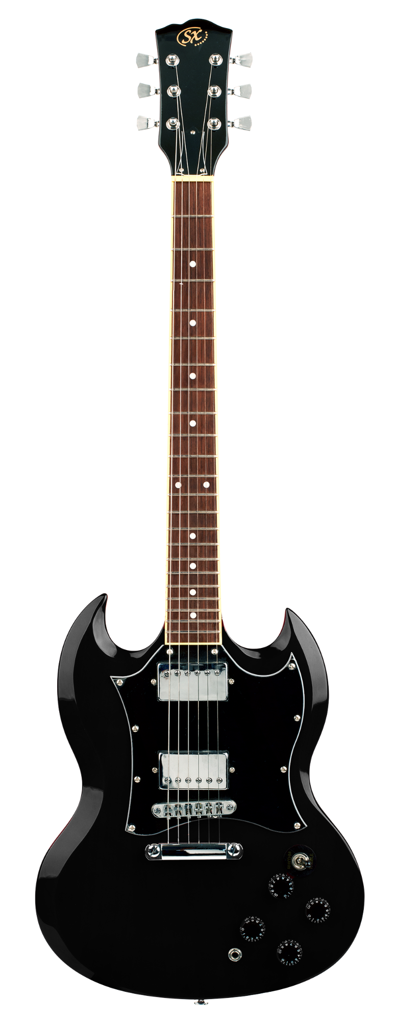SX GTSE4SKB "SG" Style Electric Guitar w/Accessories - Black