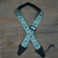 Colonial Leather Jacquard/Poly Ukulele Strap - Aqua Flower