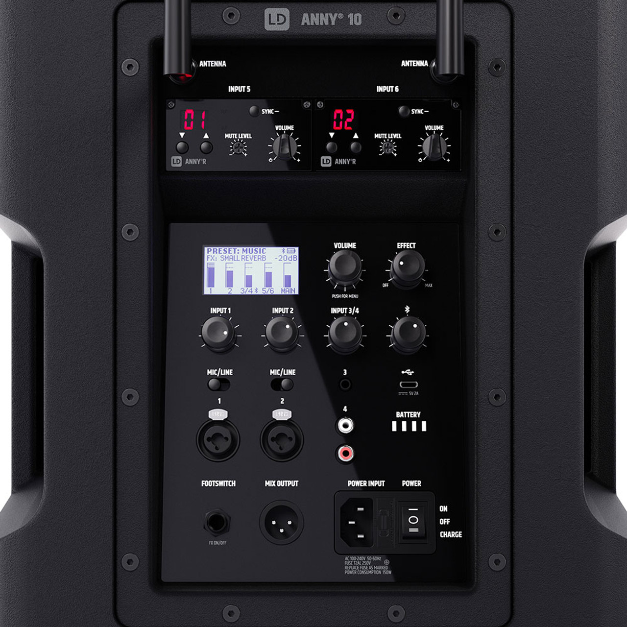 LD ANNY10 HHD2 B5 SYSTEM - 10" PA w/ 2 x Handheld Mics (584 - 608 MHz