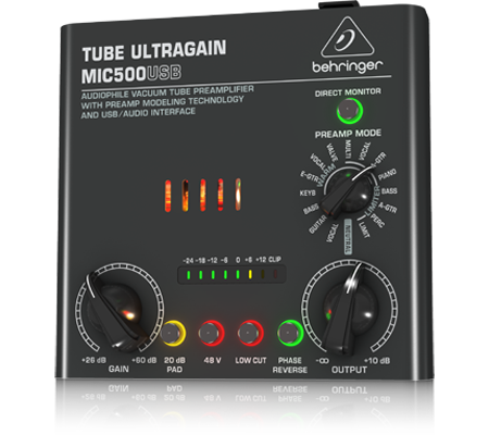 Behringer MIC500 USB Tube Ultragrain USB Microphone Preamp