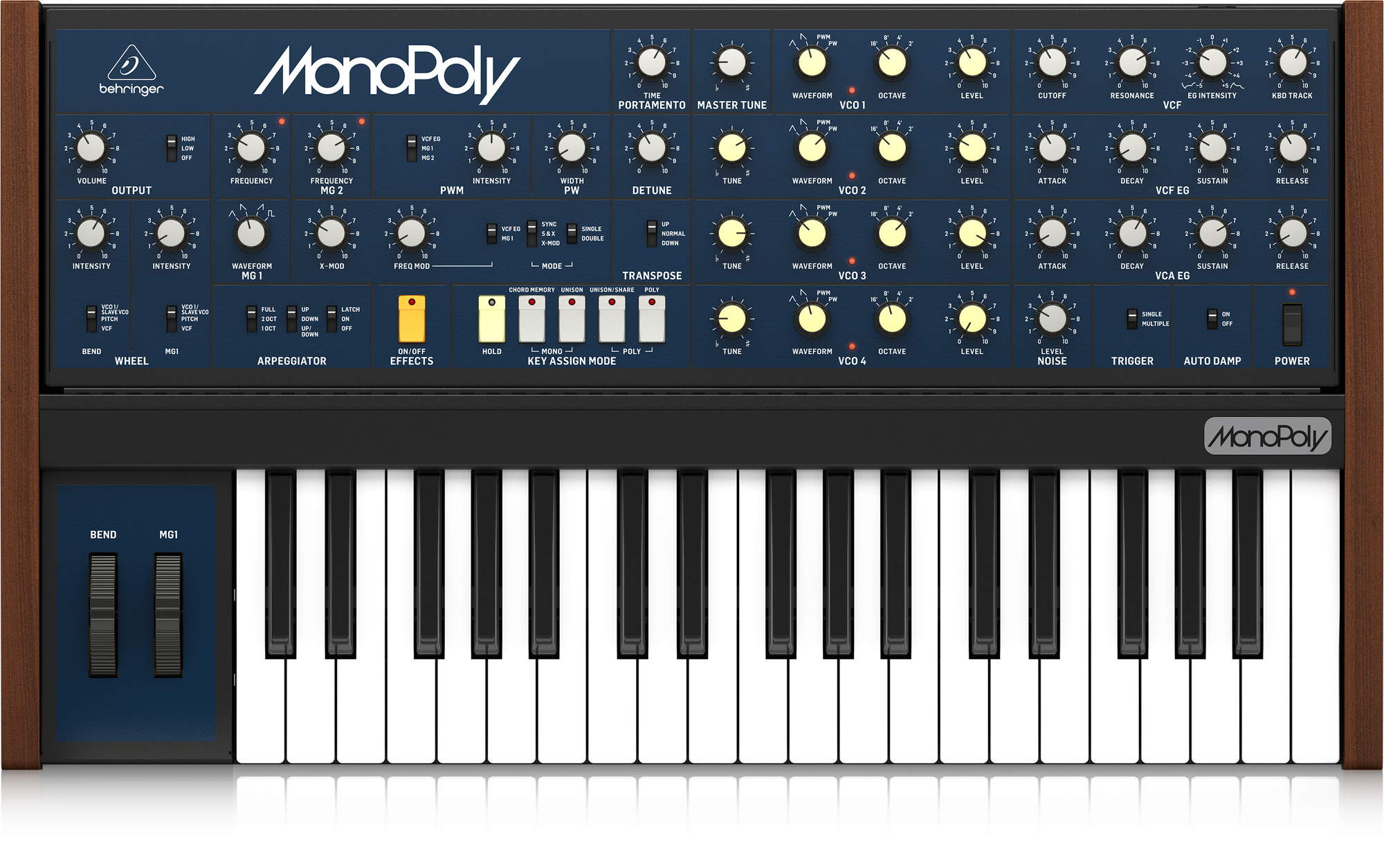 Behringer MonoPoly Analog 4-Voice Polyphonic Synthesizer w/37 Keys