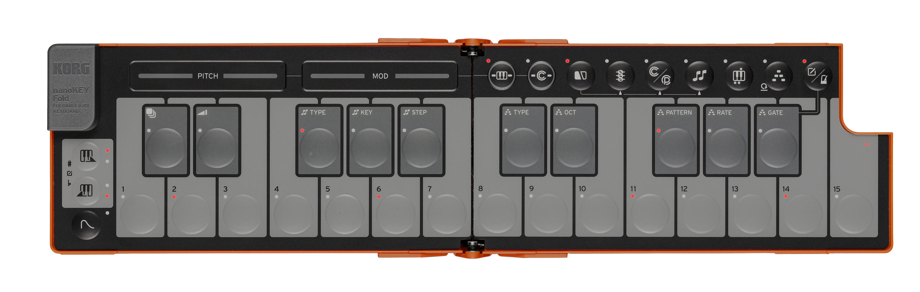 Korg NanoKey Fold 25 Key Foldable Midi Keyboard - Lava Orange