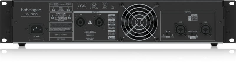 Behringer NX1000 1000w Power Amplifier with SmartSense